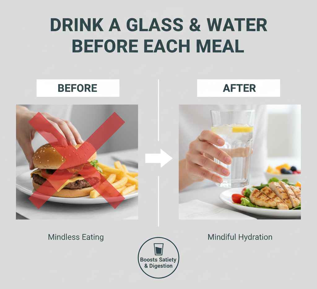 Drink a Glass of Water Before Each Meal 5 drink a glass of water before each meal